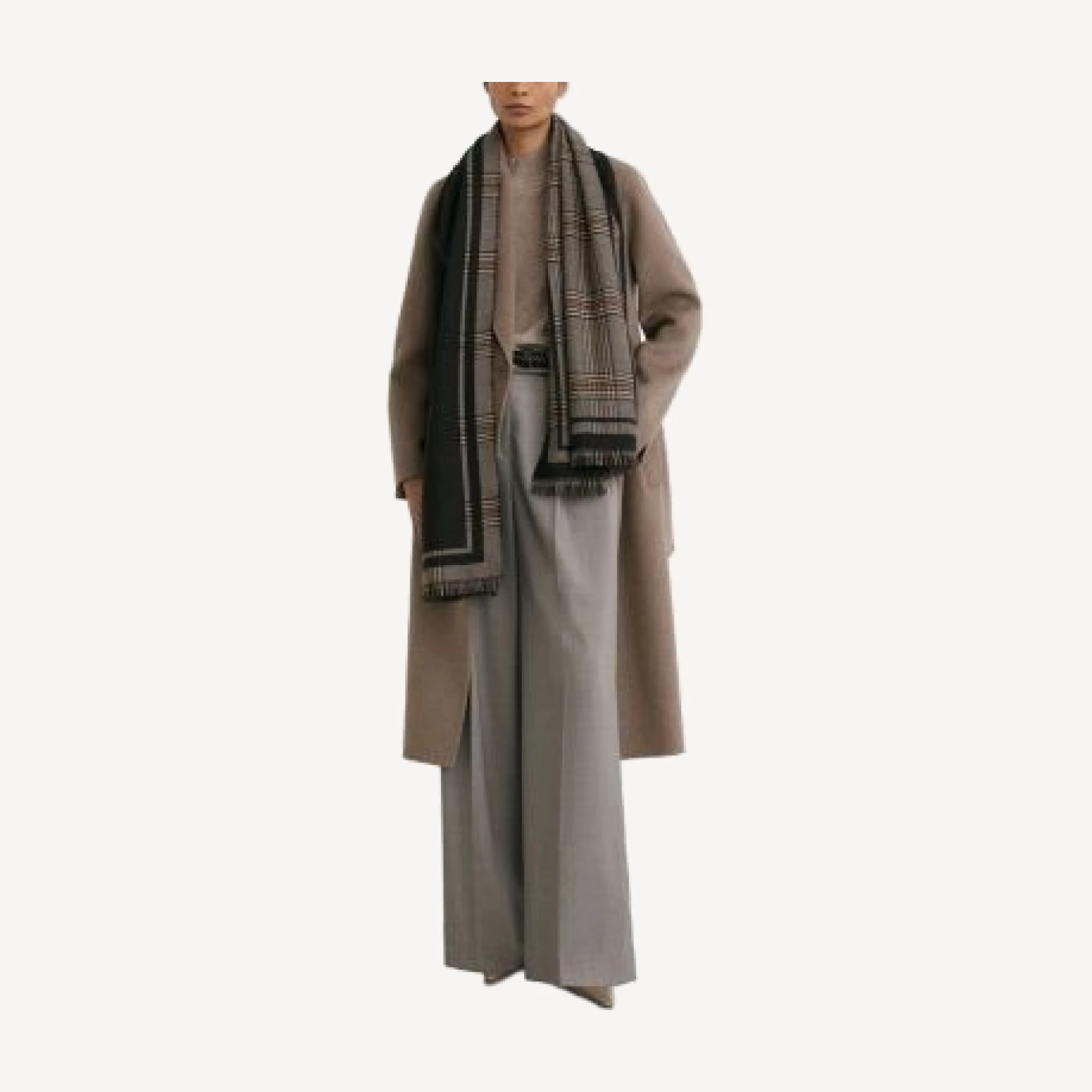 Reiss Aura Prince of Wales Check Fringed Scarf