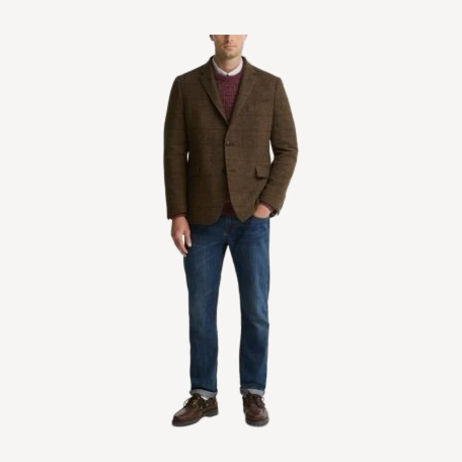 Barbour Gosforth Wool Windowpane Elbow Patch Jacket