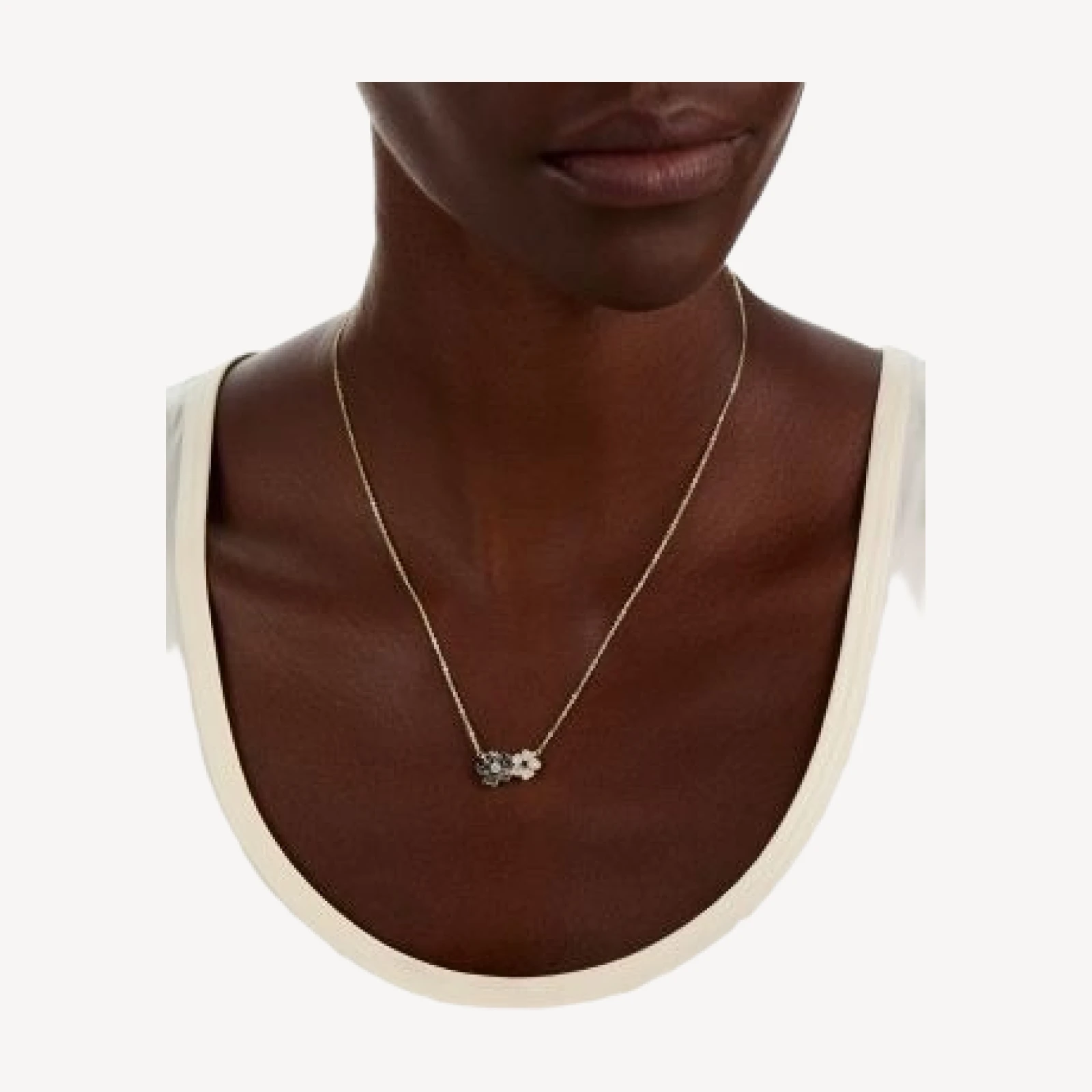Bloomingdale's Fine Collection Black & White Diamond Flower Pendant Necklace in 14K Yellow Gold, 0.5 tcw