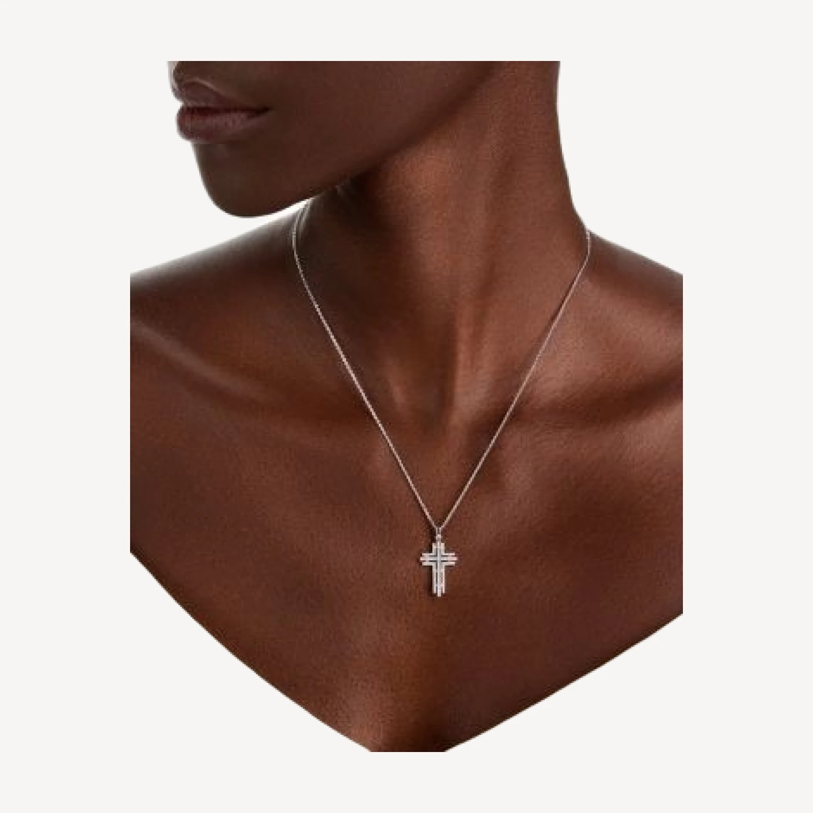 Bloomingdale's Fine Collection Diamond Pave Cross Pendant Necklace in 14K White Gold, 0.35 tcw