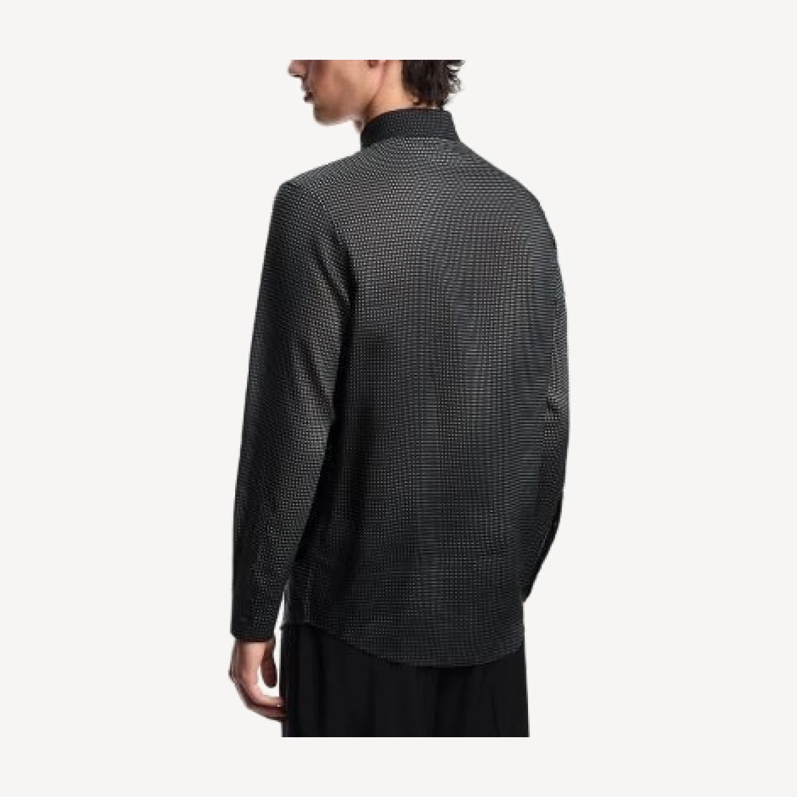 Emporio Armani Micro Pattern Print Comfort Fit Button Down Shirt