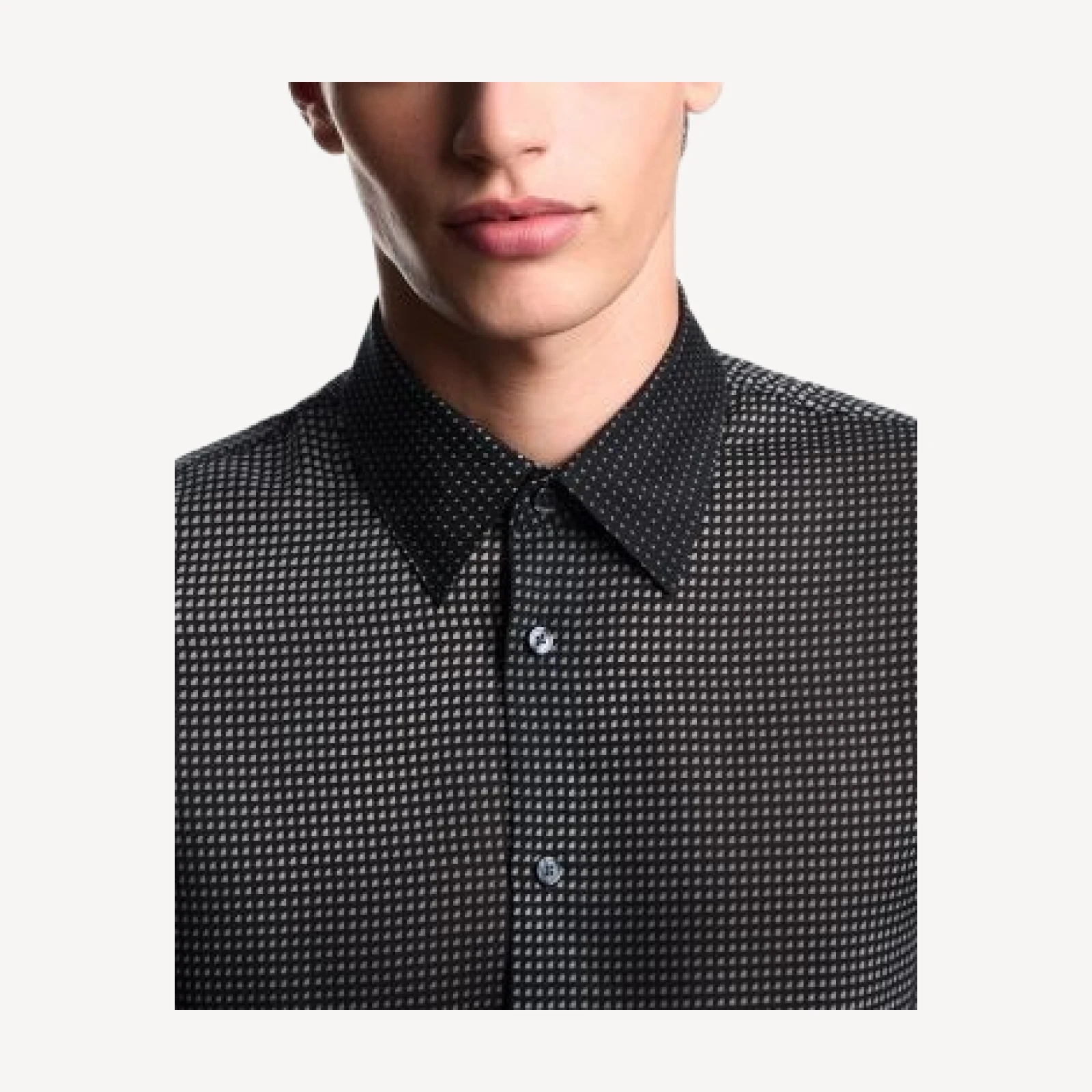 Emporio Armani Micro Pattern Print Comfort Fit Button Down Shirt