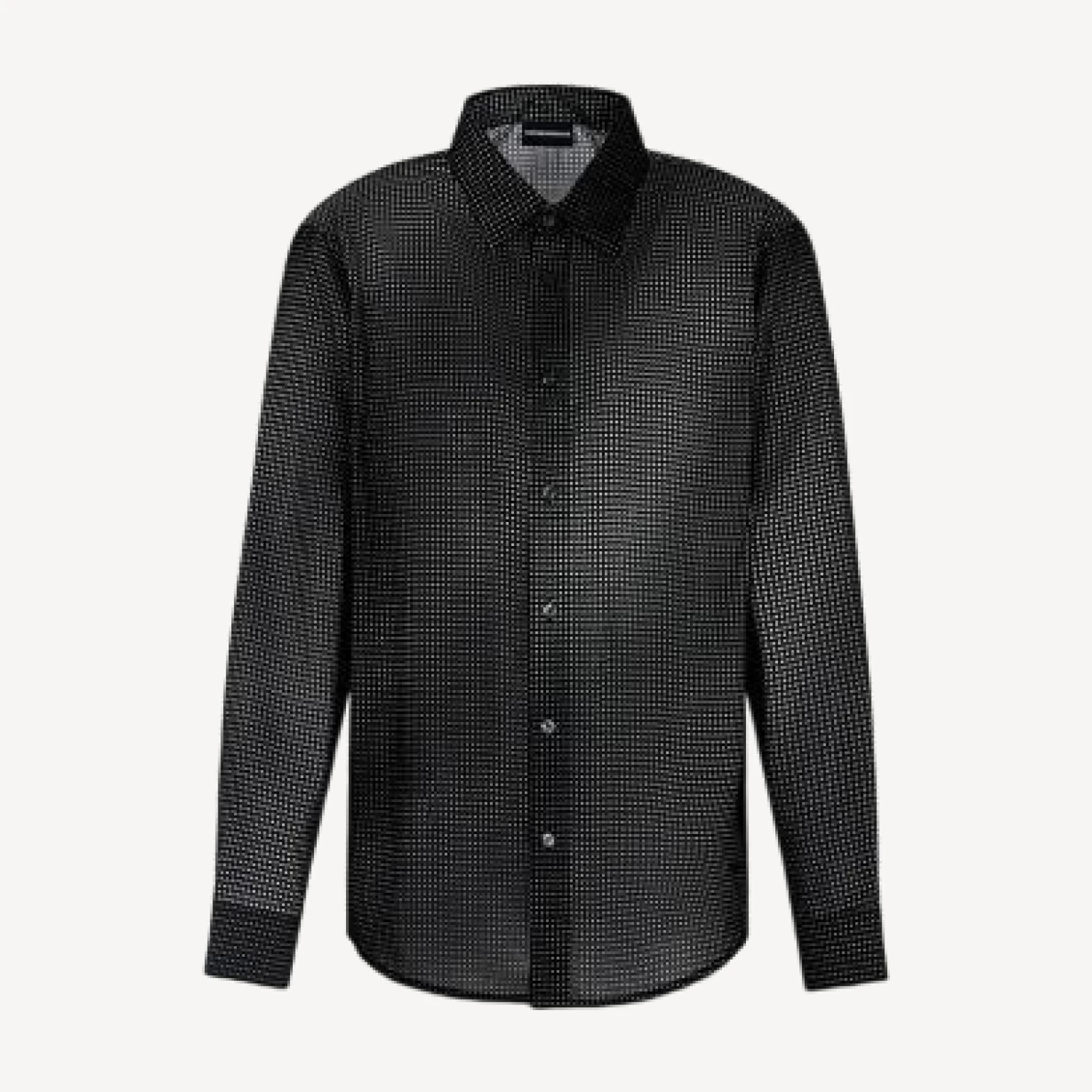 Emporio Armani Micro Pattern Print Comfort Fit Button Down Shirt