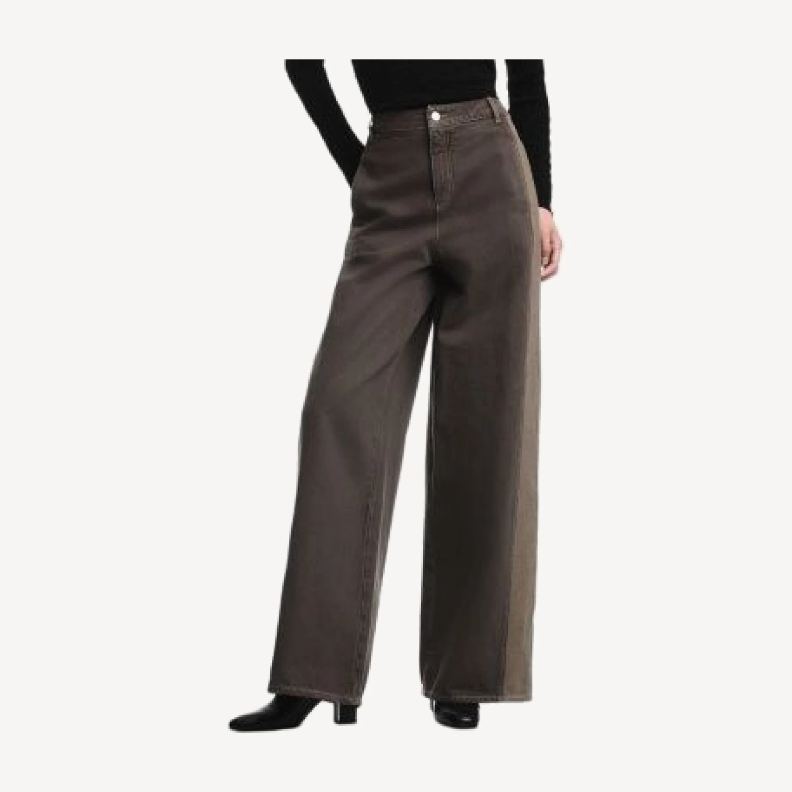 Emporio Armani Oversized Wide Leg Cotton Jeans in Brown
