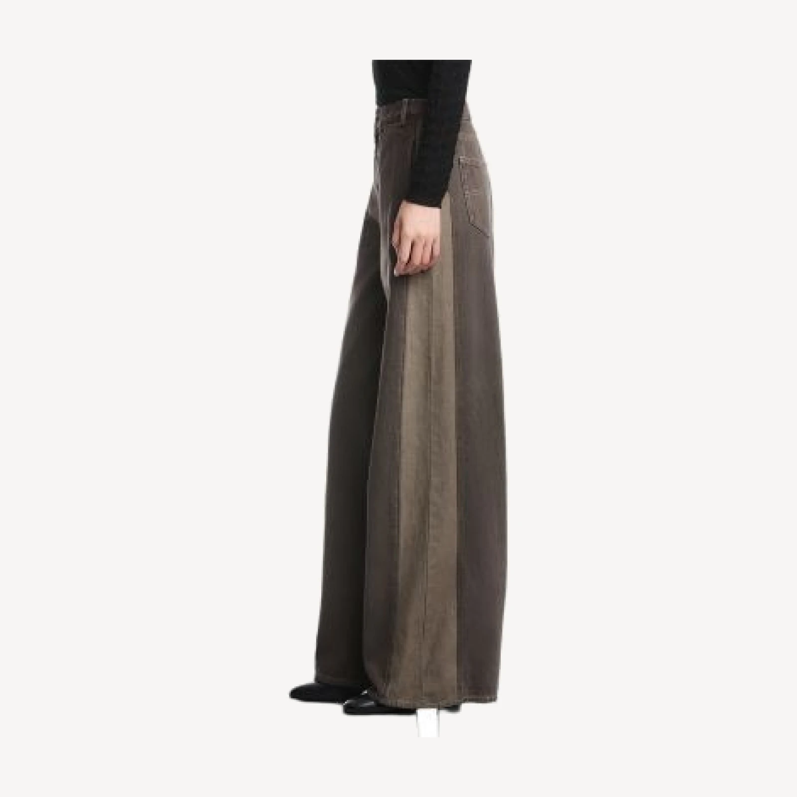 Emporio Armani Oversized Wide Leg Cotton Jeans in Brown