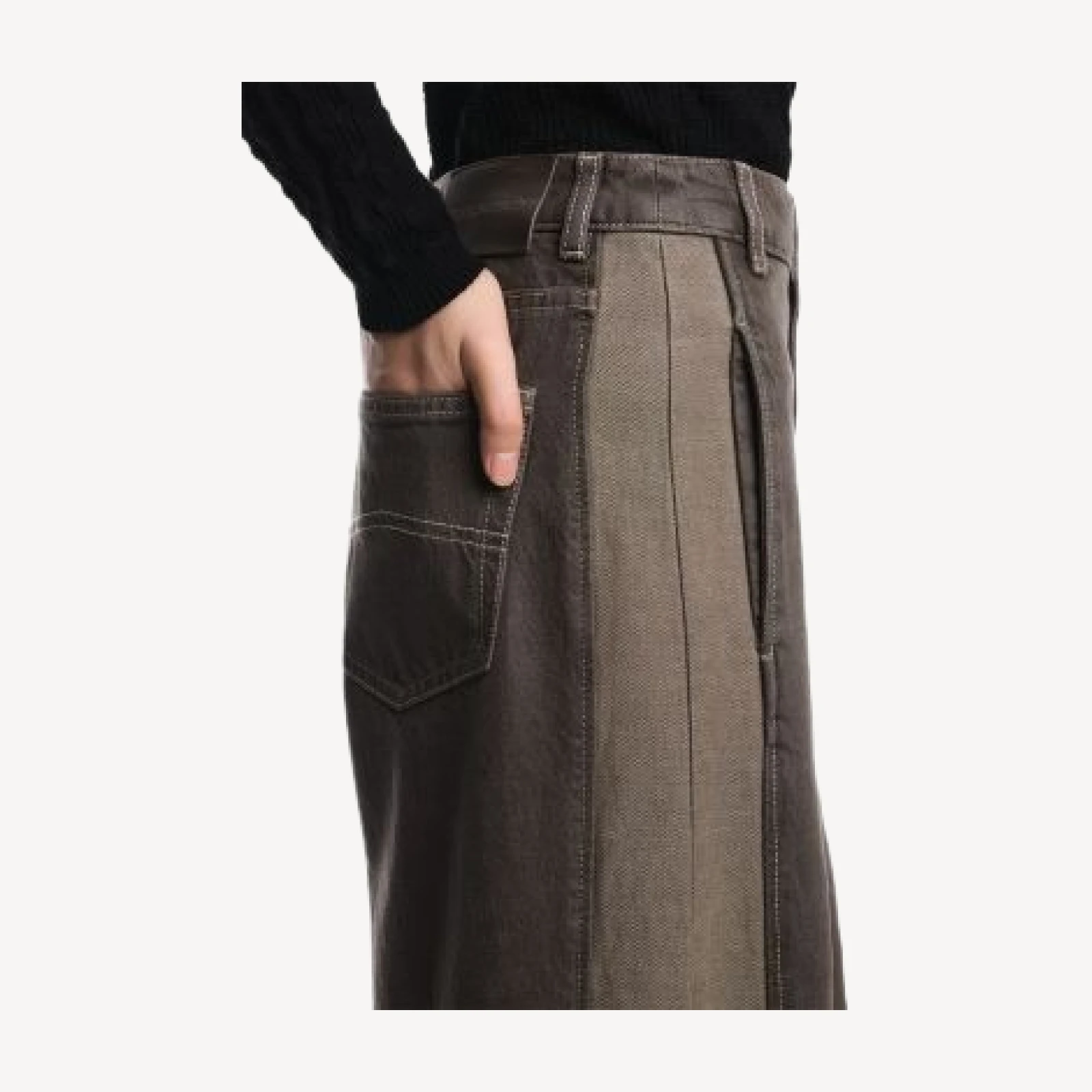 Emporio Armani Oversized Wide Leg Cotton Jeans in Brown