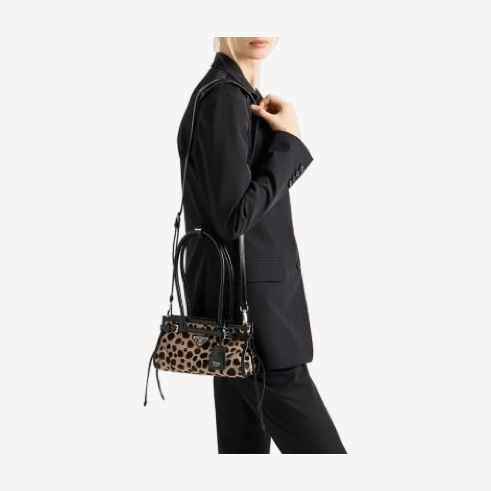 Prada Bonnie Small Printed Calf Hair and Leather Handbag
