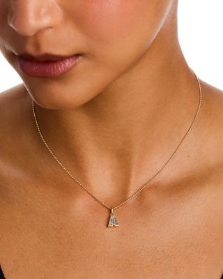 Bloomingdale's Fine Collection Luxe Collection Lab Grown Diamond Letter Charm Necklace in 14K Yellow Gold, 16