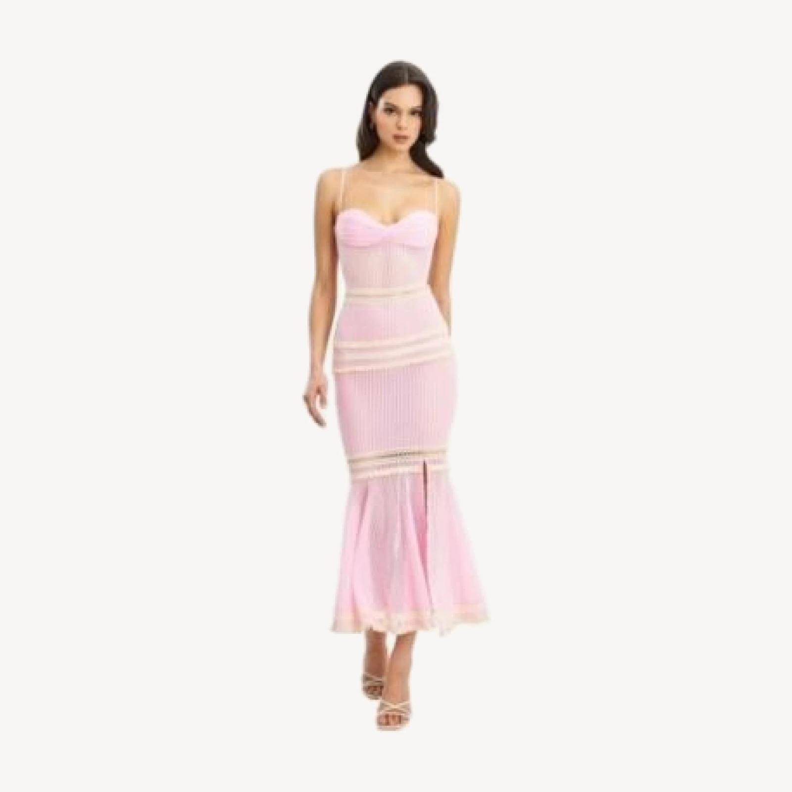 Miss Circle Pallas Bodycon Crochet Lace Trim Mermaid Maxi Dress
