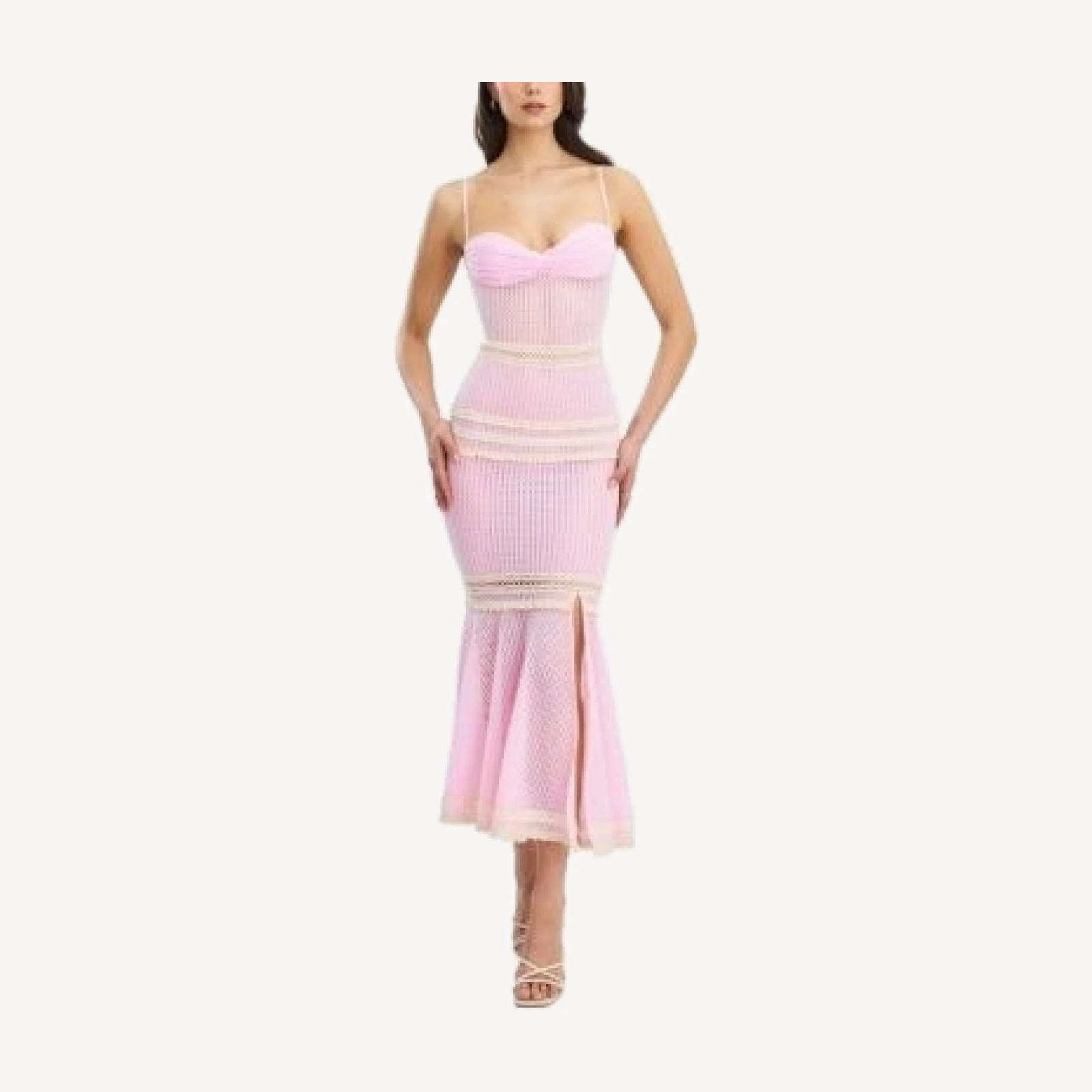 Miss Circle Pallas Bodycon Crochet Lace Trim Mermaid Maxi Dress