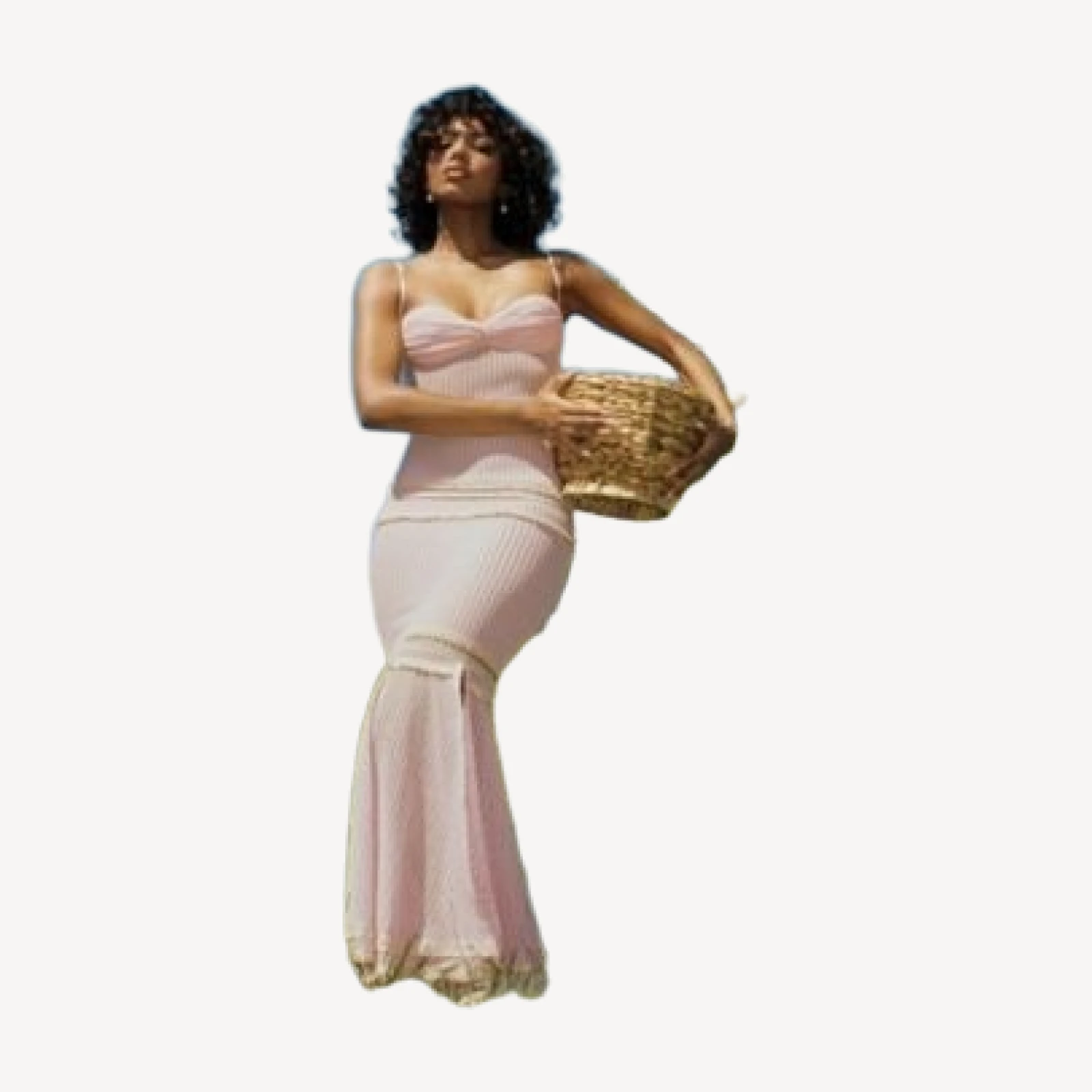 Miss Circle Pallas Bodycon Crochet Lace Trim Mermaid Maxi Dress