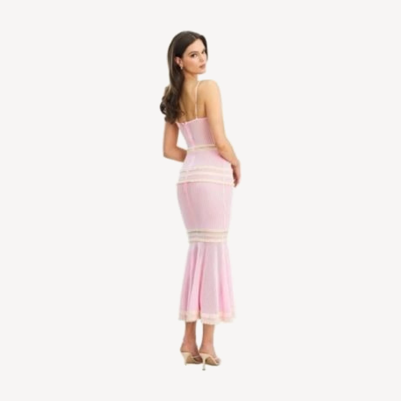 Miss Circle Pallas Bodycon Crochet Lace Trim Mermaid Maxi Dress