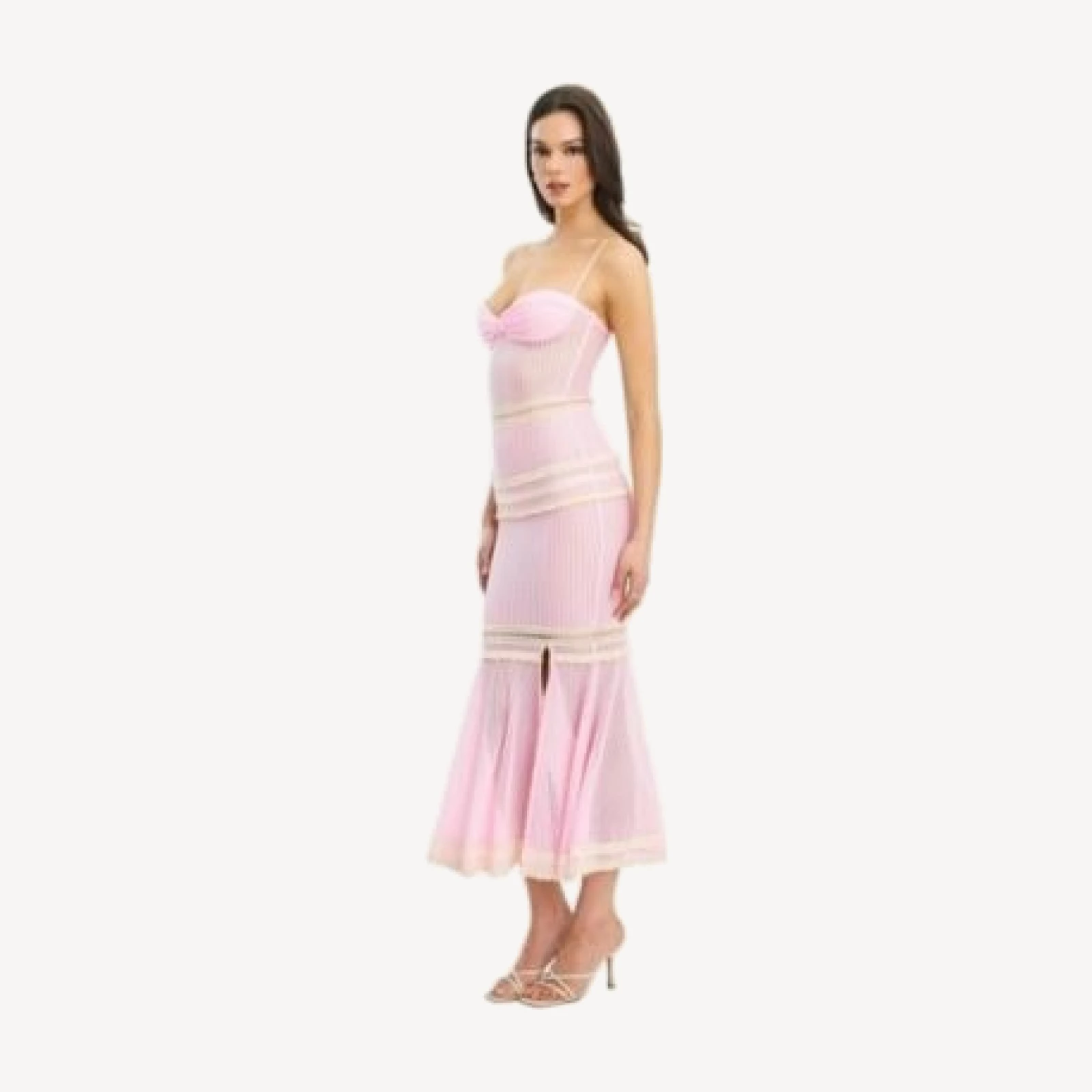 Miss Circle Pallas Bodycon Crochet Lace Trim Mermaid Maxi Dress