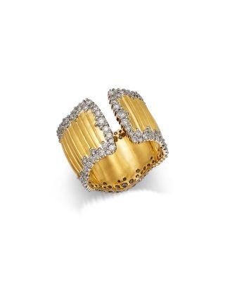 Bloomingdale's Fine Collection Diamond Textured Open Cuff Band Ring in 14K Yellow Gold, 1.50 tcw