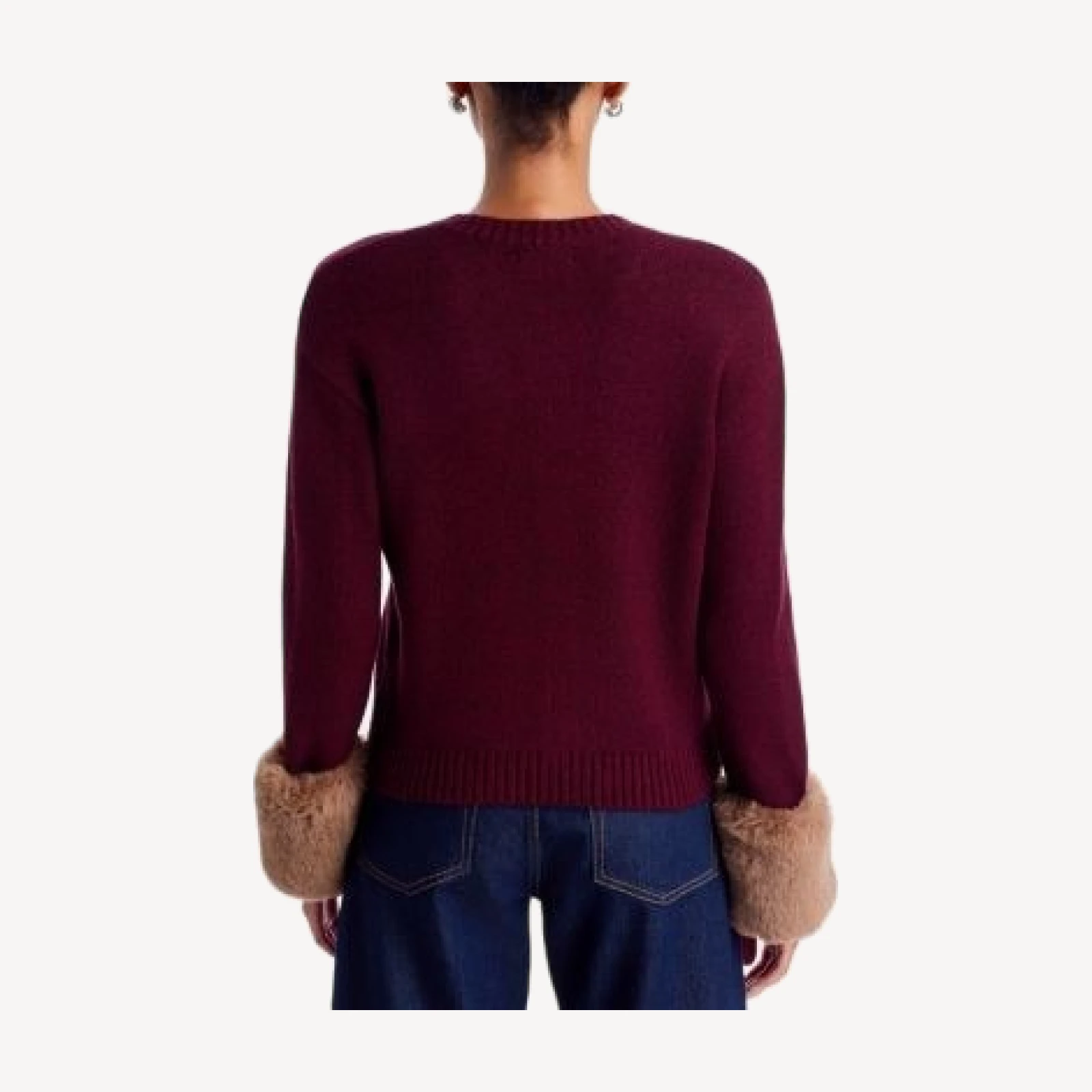 Aqua Faux Fur Trim Cotton Blend Cardigan - Exclusive