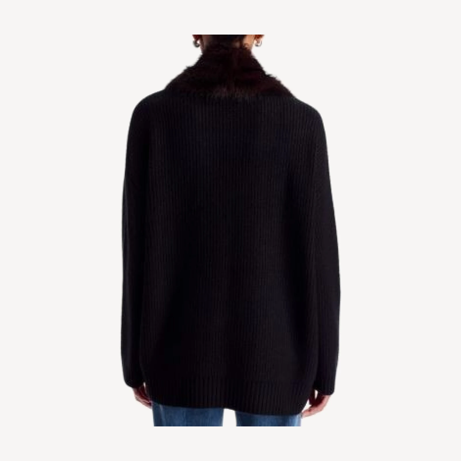 Aqua Removable Faux Fur Collar Cardigan - Exclusive