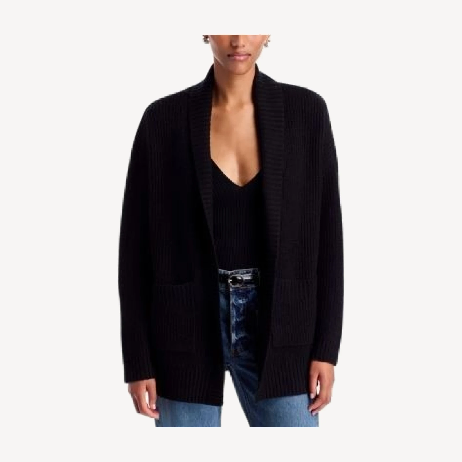 Aqua Removable Faux Fur Collar Cardigan - Exclusive