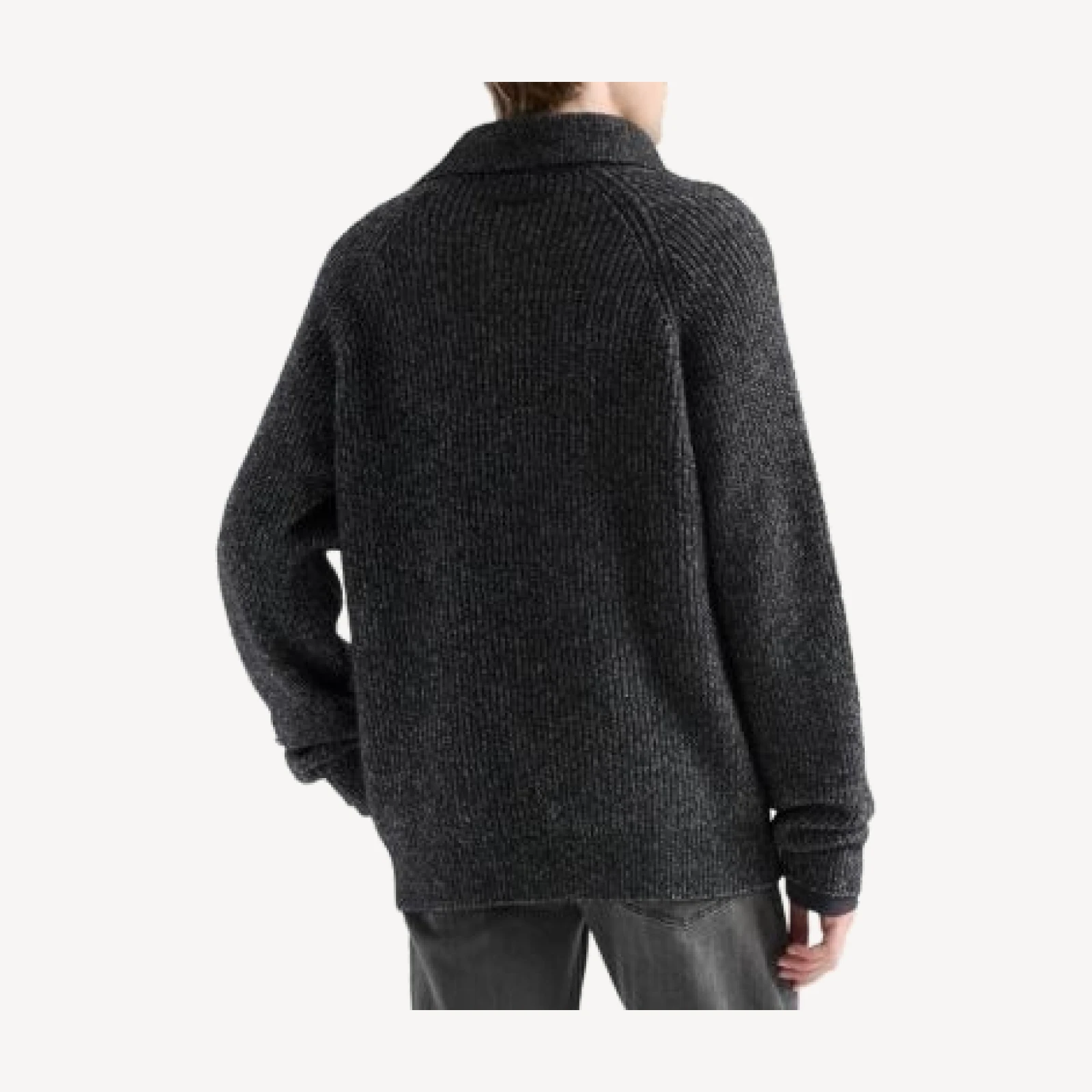 7 For All Mankind Ribbed Wool Blend Relaxed Polo Sweater