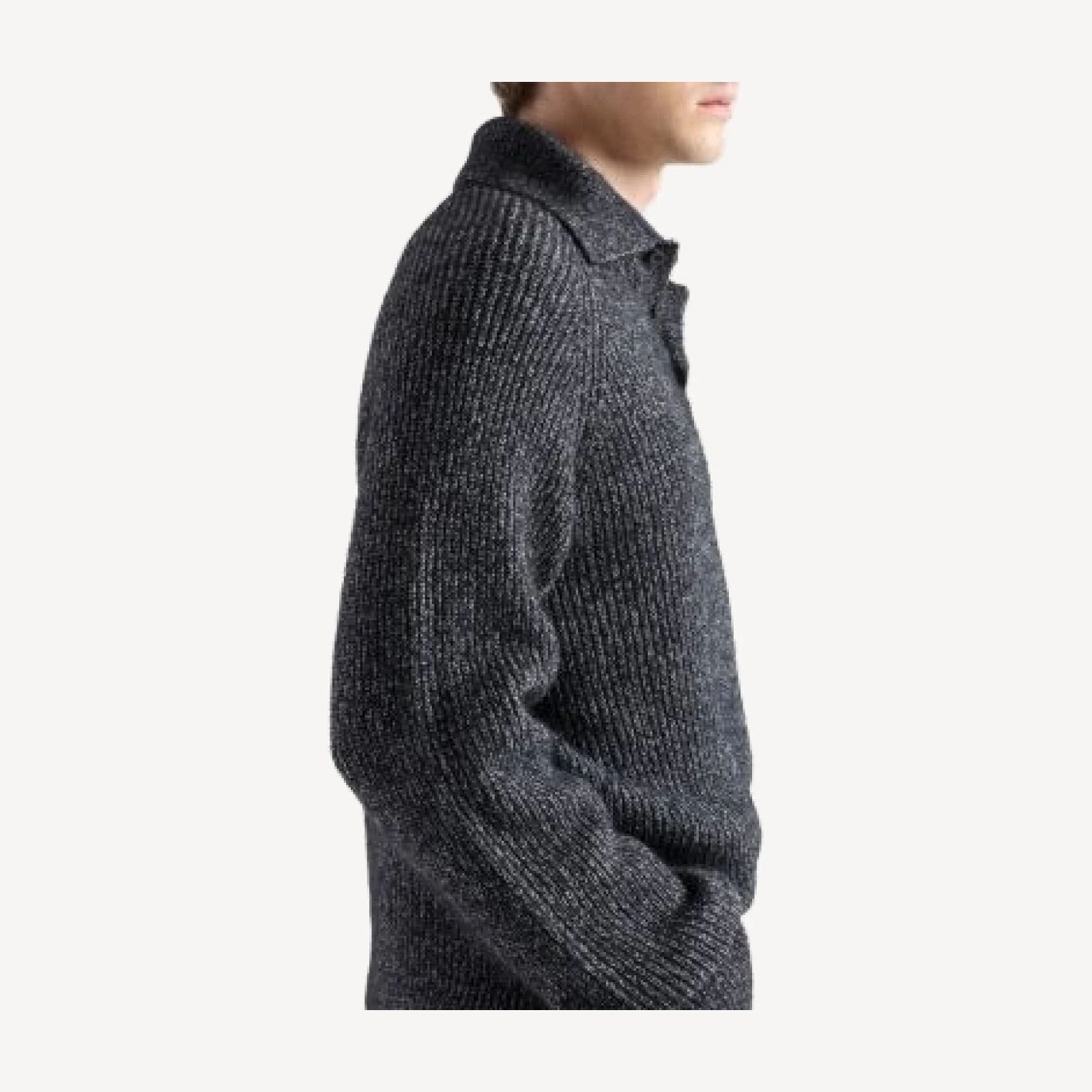 7 For All Mankind Ribbed Wool Blend Relaxed Polo Sweater