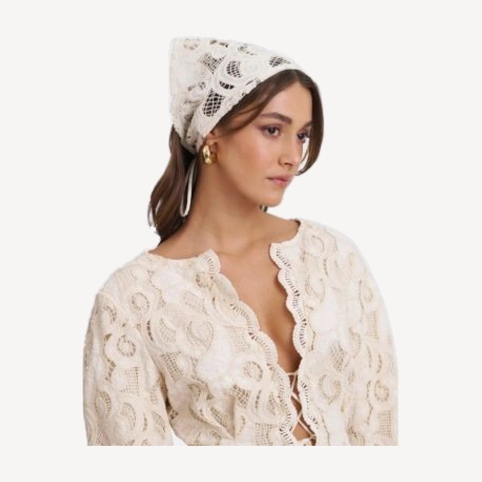 Miss Circle Janie Cotton Lace Triangle Head Scarf