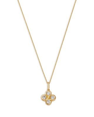 Bloomingdale's Fine Collection Diamond Clover Pendant Necklace in 14K Yellow Gold, 0.25 tcw