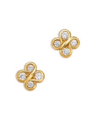 Bloomingdale's Fine Collection Diamond Clover Studs in 14K Yellow Gold, 0.25 tcw