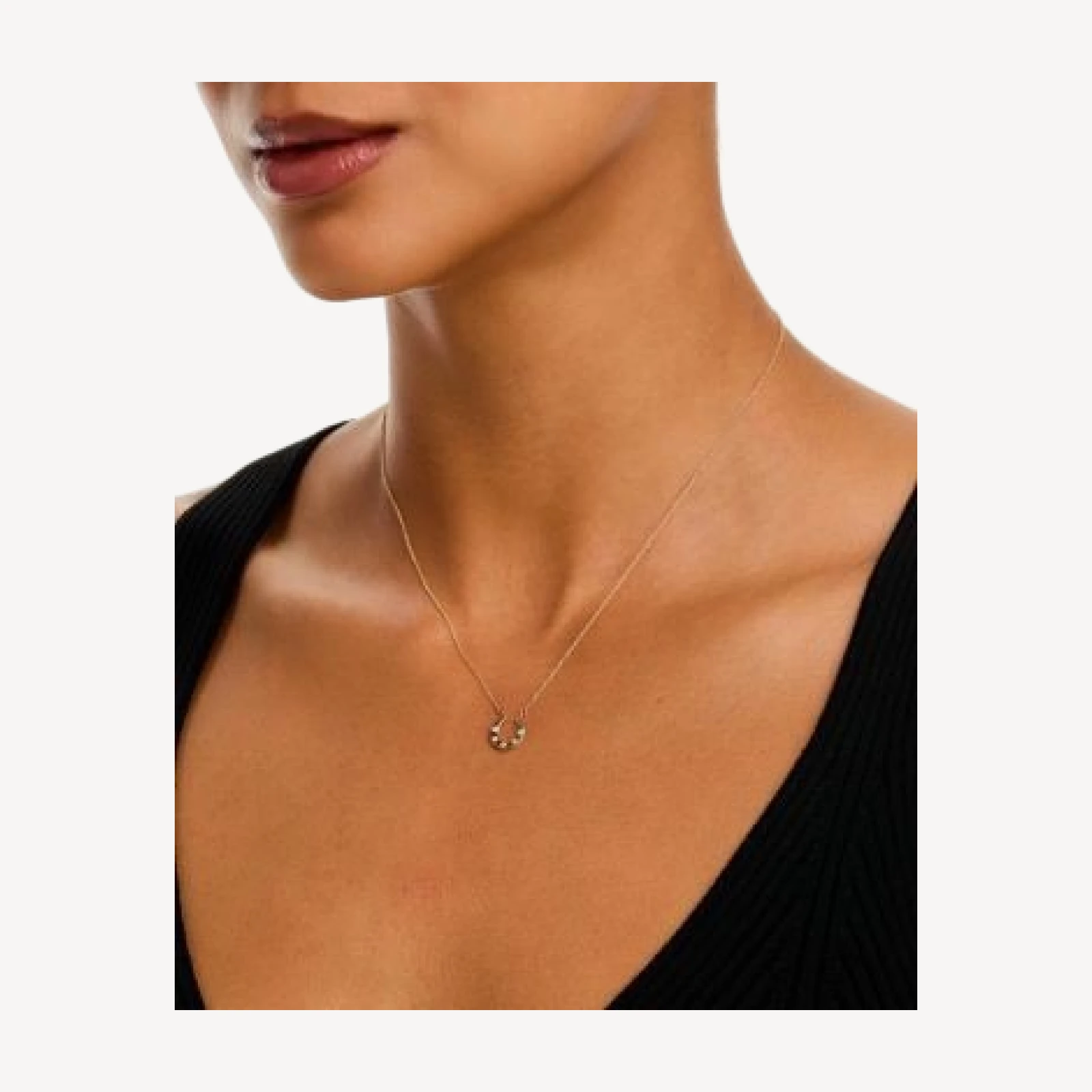 Bloomingdale's Fine Collection Diamond Studded Horseshoe Pendant Necklace in 14K Yellow Gold, 0.05 tcw
