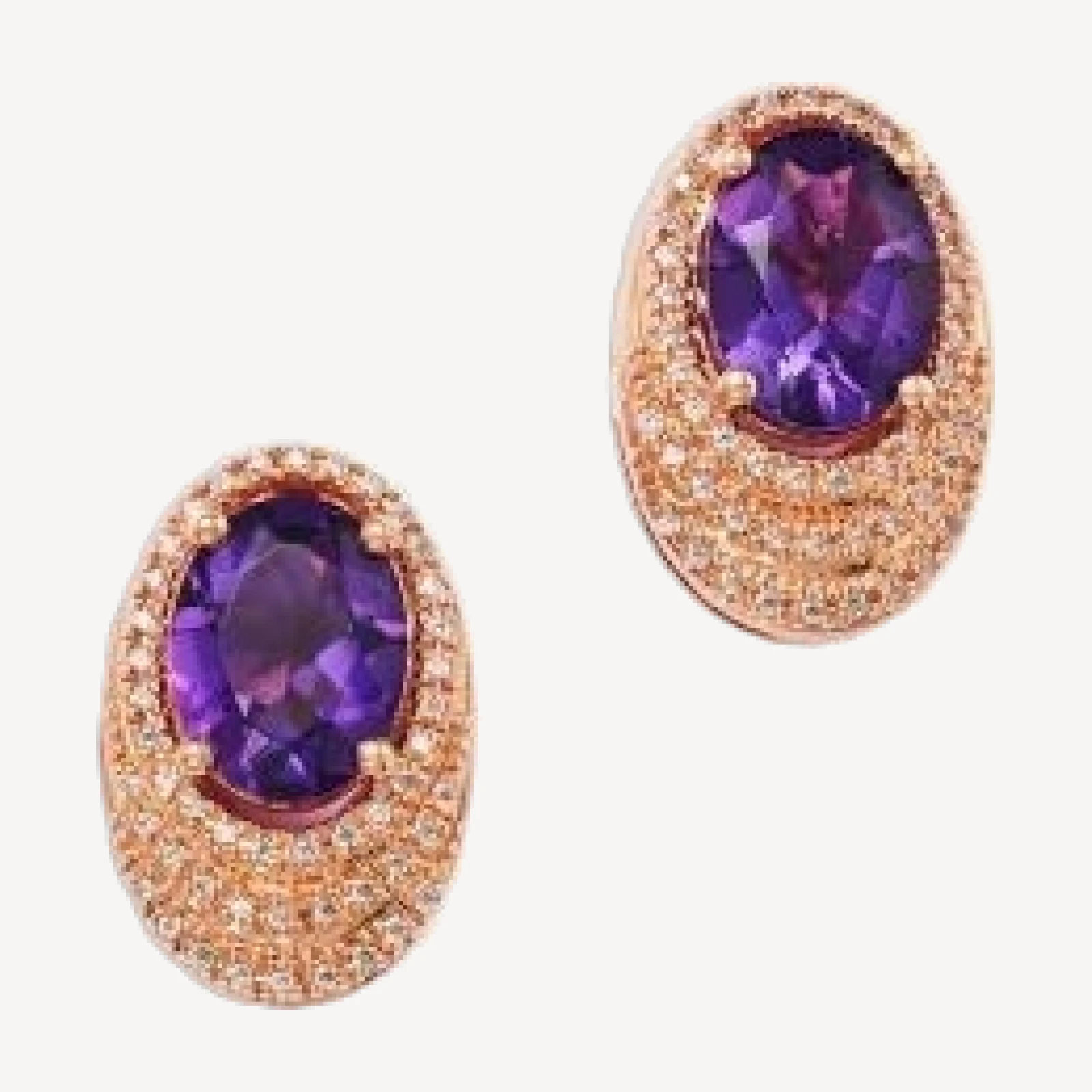 Bloomingdale's Fine Collection Amethyst & Diamond Oval Earrings in 14K Rose Gold, 0.20 tcw