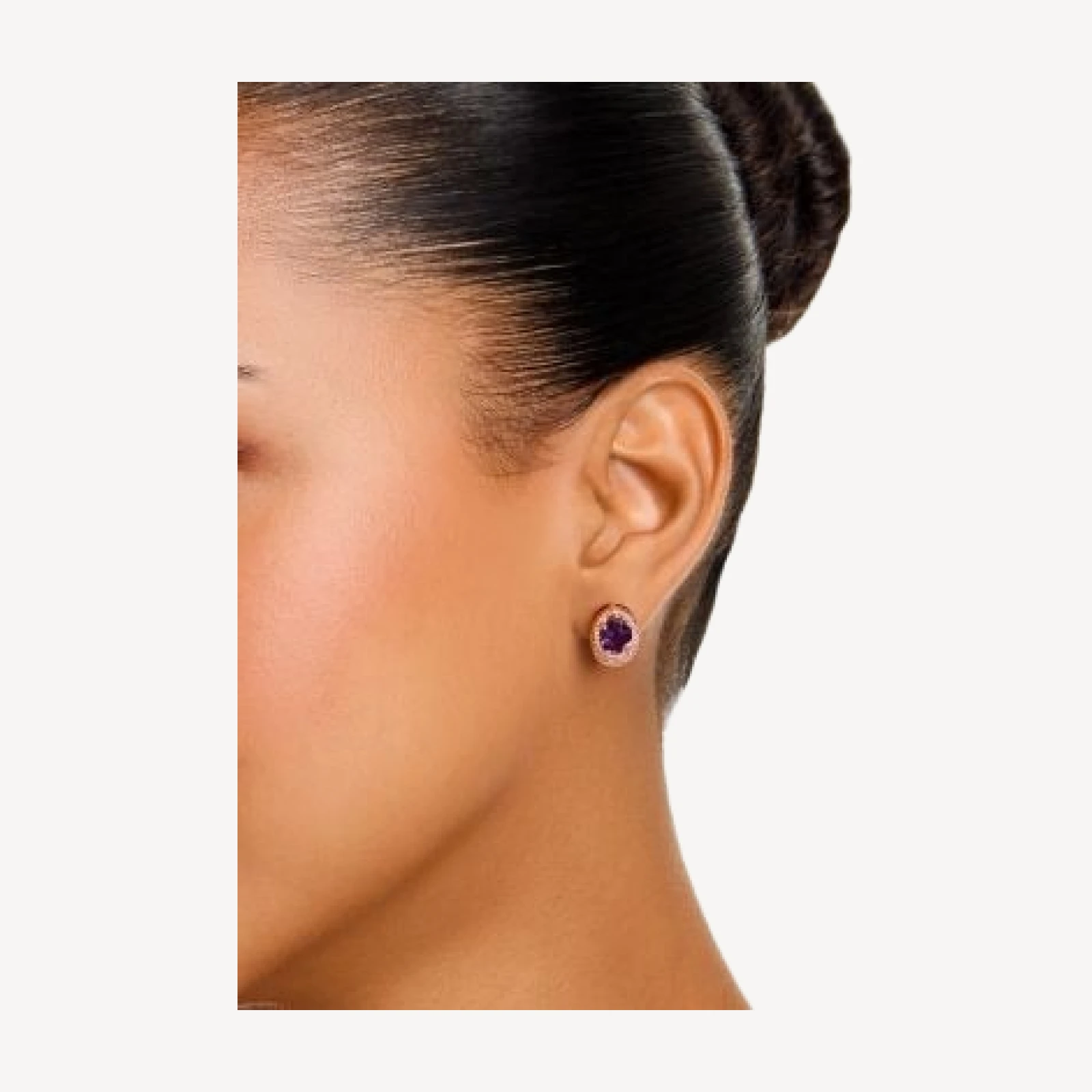 Bloomingdale's Fine Collection Amethyst & Diamond Oval Earrings in 14K Rose Gold, 0.20 tcw
