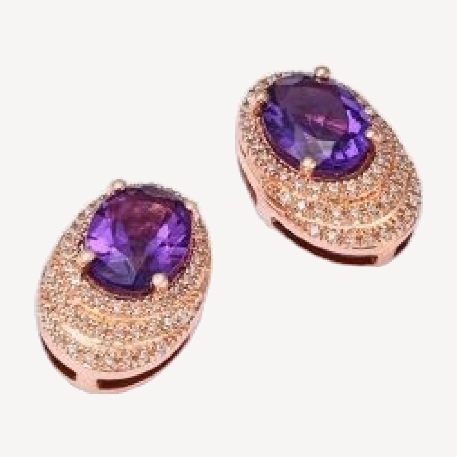 Bloomingdale's Fine Collection Amethyst & Diamond Oval Earrings in 14K Rose Gold, 0.20 tcw