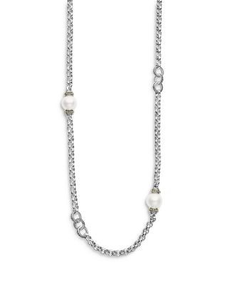 Lagos Sterling Silver Signature Caviar Cultured Freshwater Pearl Station Necklace, 34