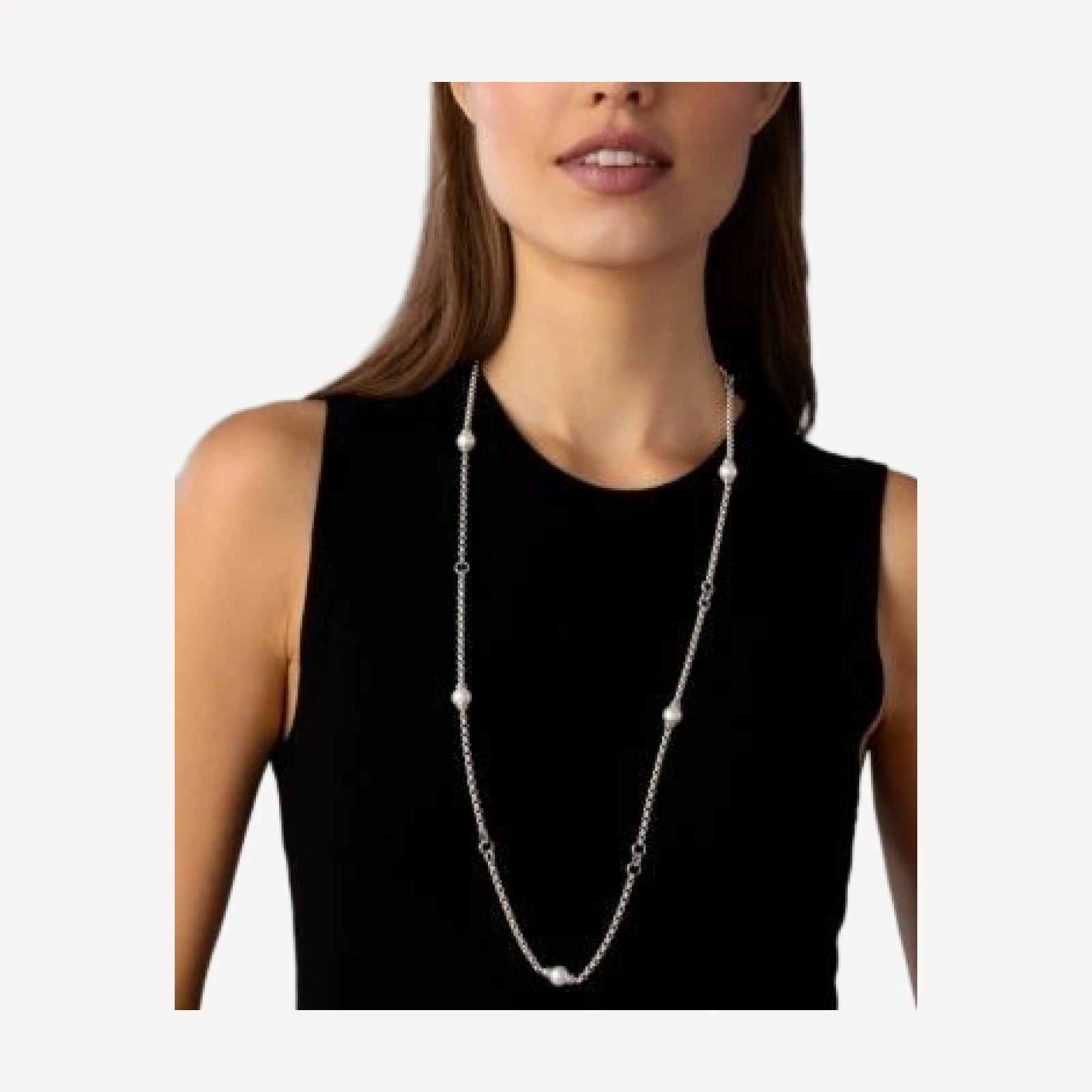 Lagos Sterling Silver Signature Caviar Cultured Freshwater Pearl Station Necklace, 34