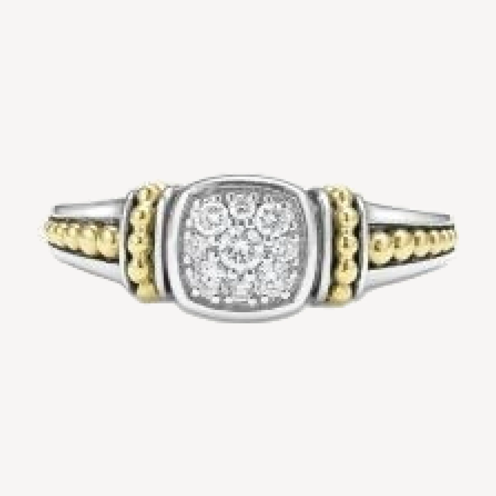 Lagos 18K Yellow Gold & Sterling Silver Rittenhouse Diamond Cluster Caviar Bead Ring