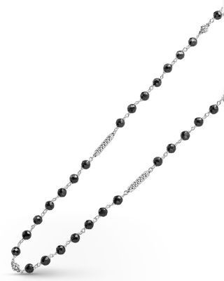 Lagos Sterling Silver Caviar Icon Ceramic Bead Link Statement Necklace, 16-18