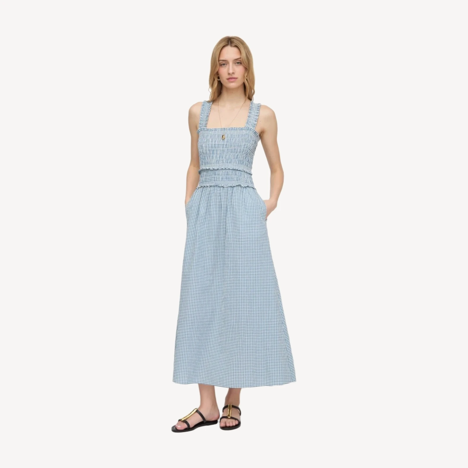 The Azalea Maxi Nap Dress - Lagoon Gingham