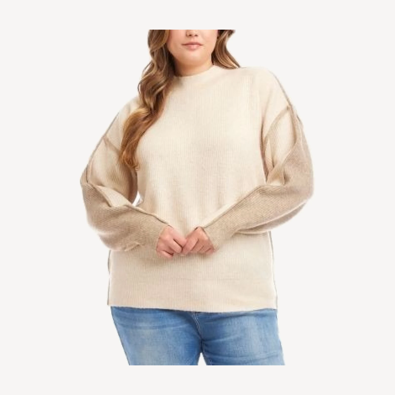 Karen Kane Colorblocked Mock Neck Sweater