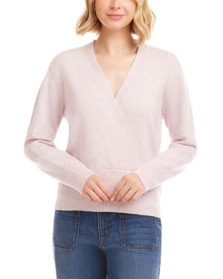 Karen Kane Sequin Crossover Wrap Sweater