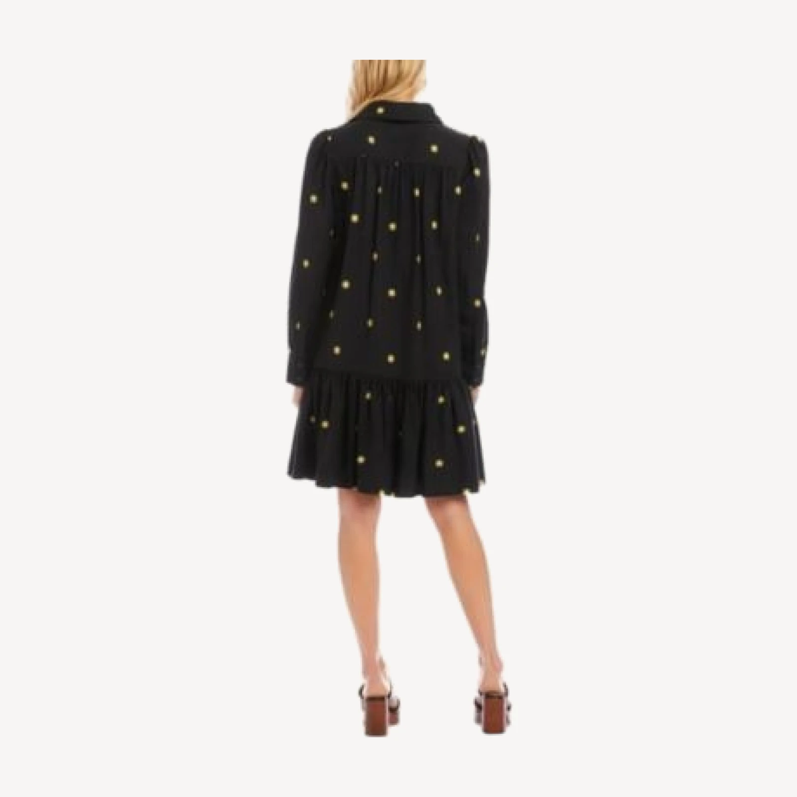 Karen Kane Long Sleeve Embroidered Ruffle Hem Dress