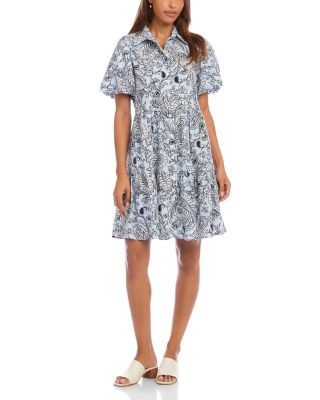 Karen Kane Puff Sleeve Tiered Shirtdress