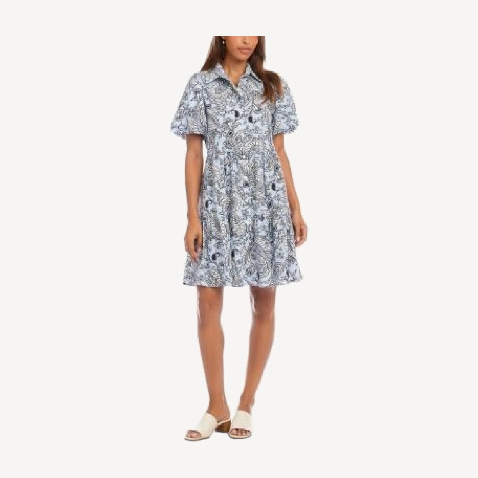 Karen Kane Puff Sleeve Tiered Shirtdress