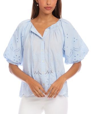 Karen Kane Puff Sleeve Embroidered Top