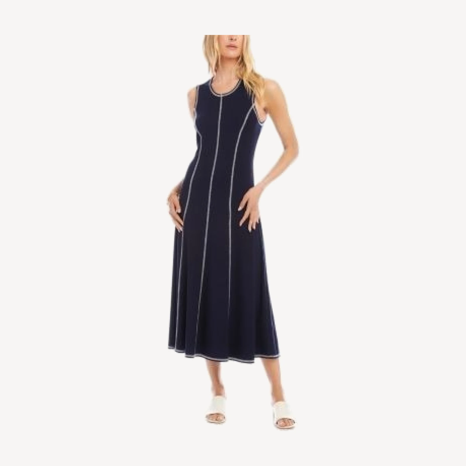 Karen Kane Sleeveless Stitch Detail Midi Dress