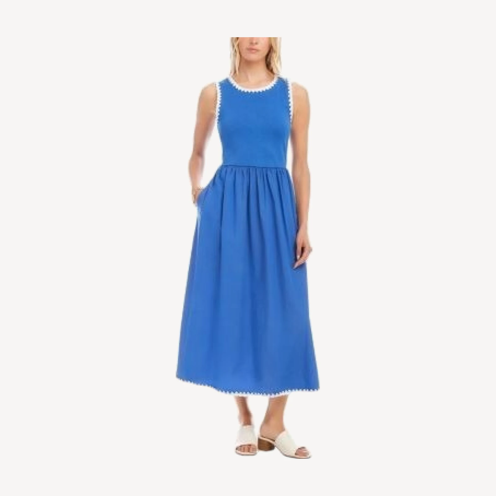 Karen Kane Sleeveless Edge Stitch Contrast Midi Dress