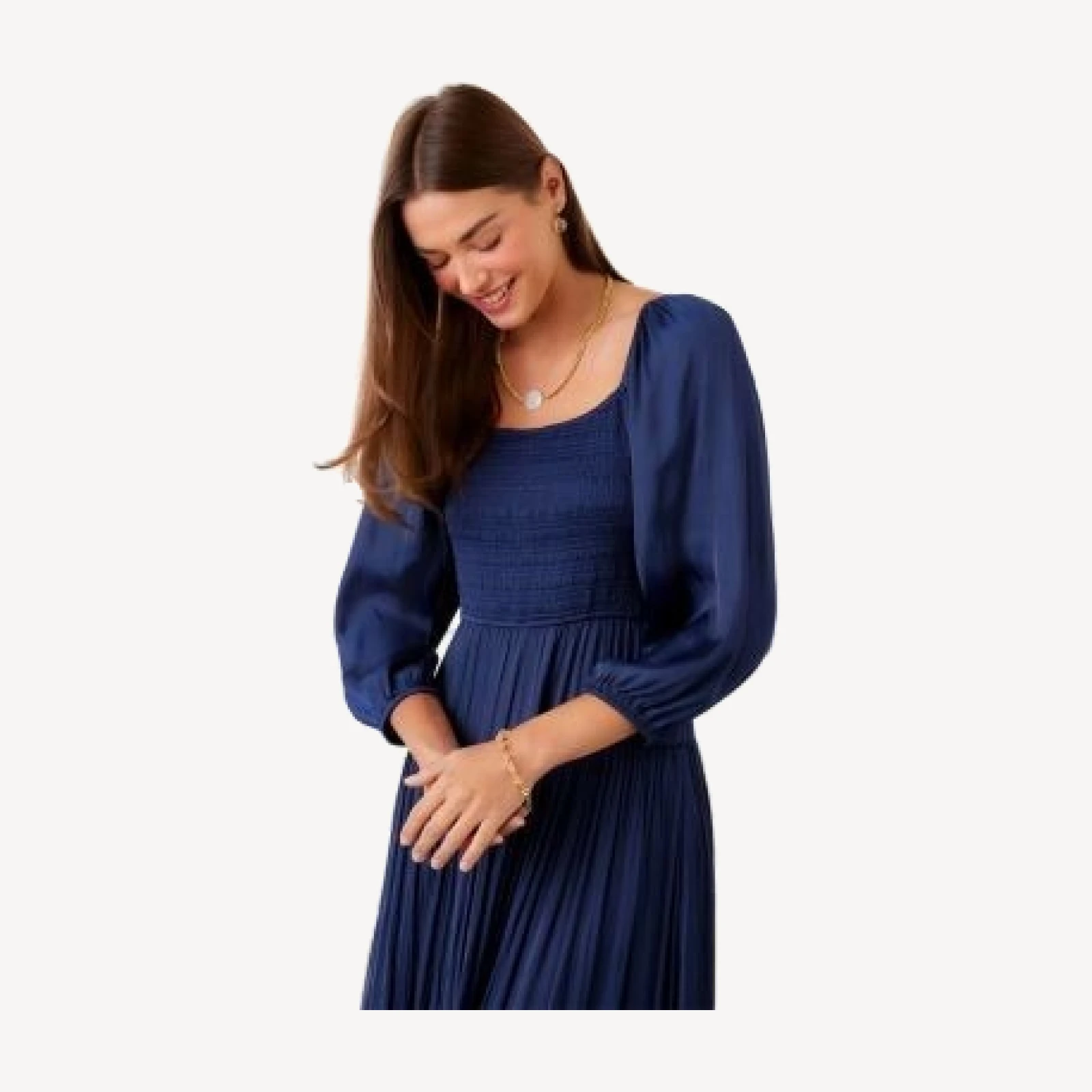 Karen Kane Blouson Sleeve Smocked Midi Dress