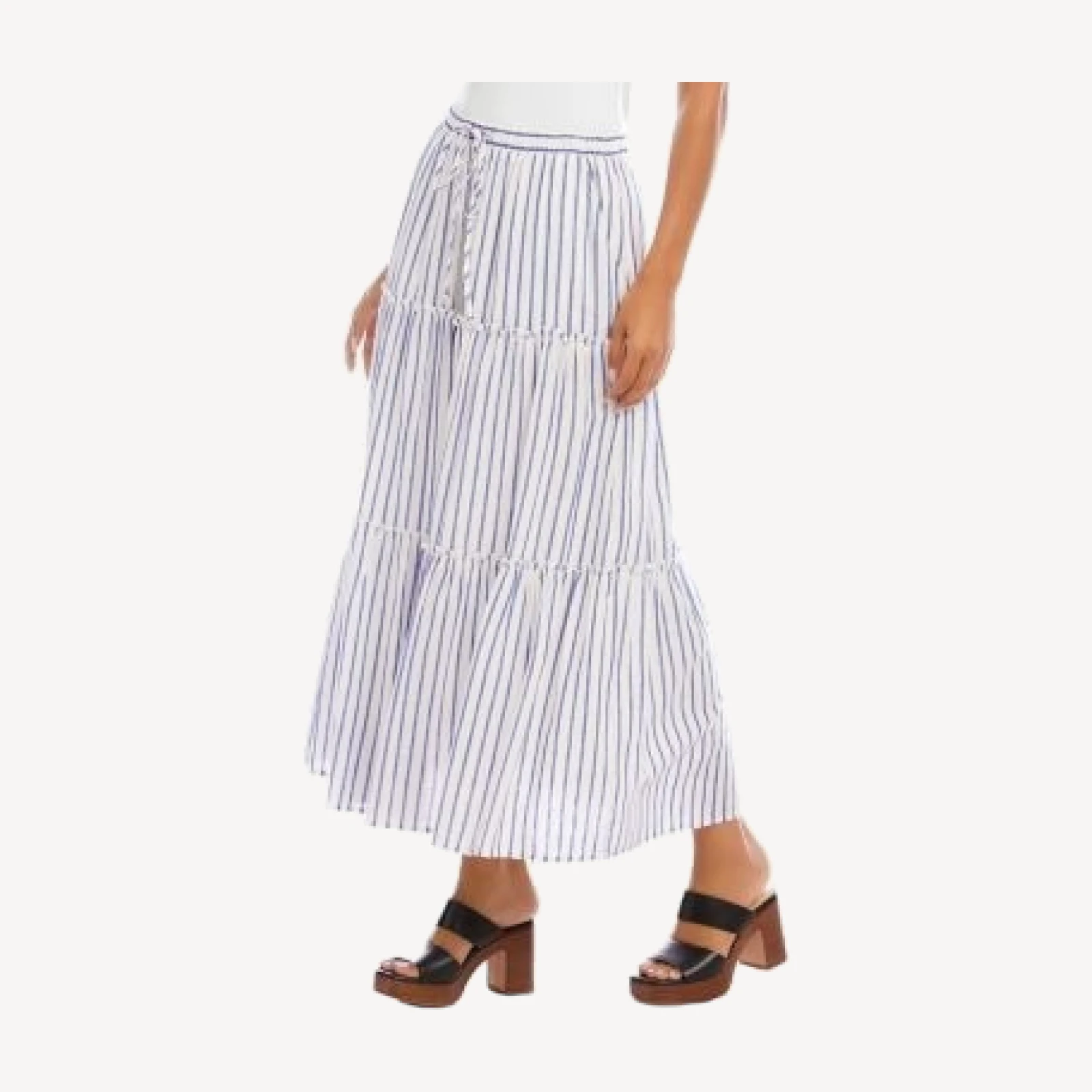 Karen Kane Stripe Tiered Midi Skirt