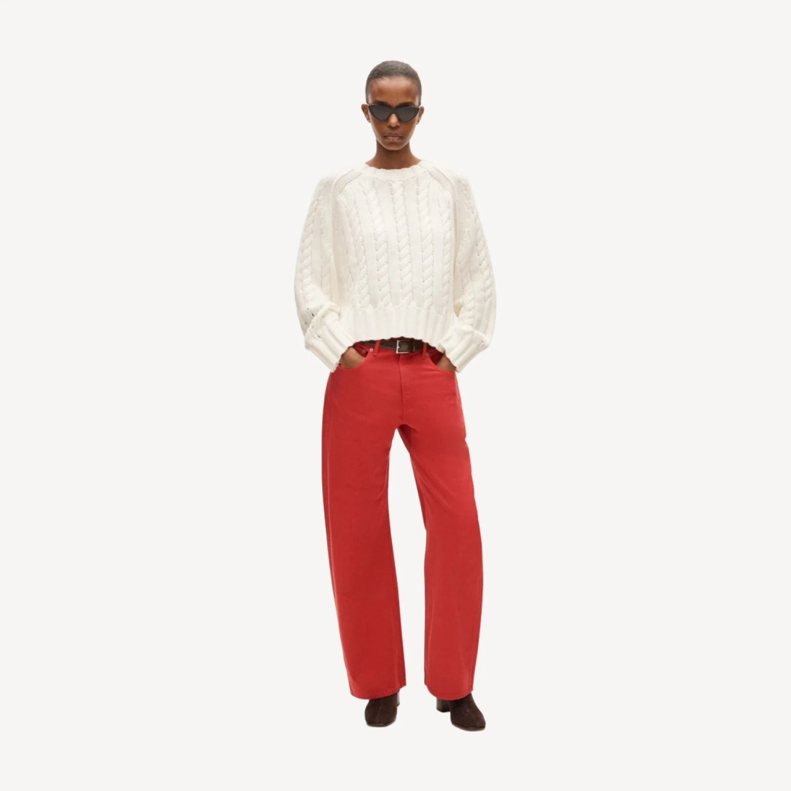 Rive crewneck in mixed cable-knit cotton