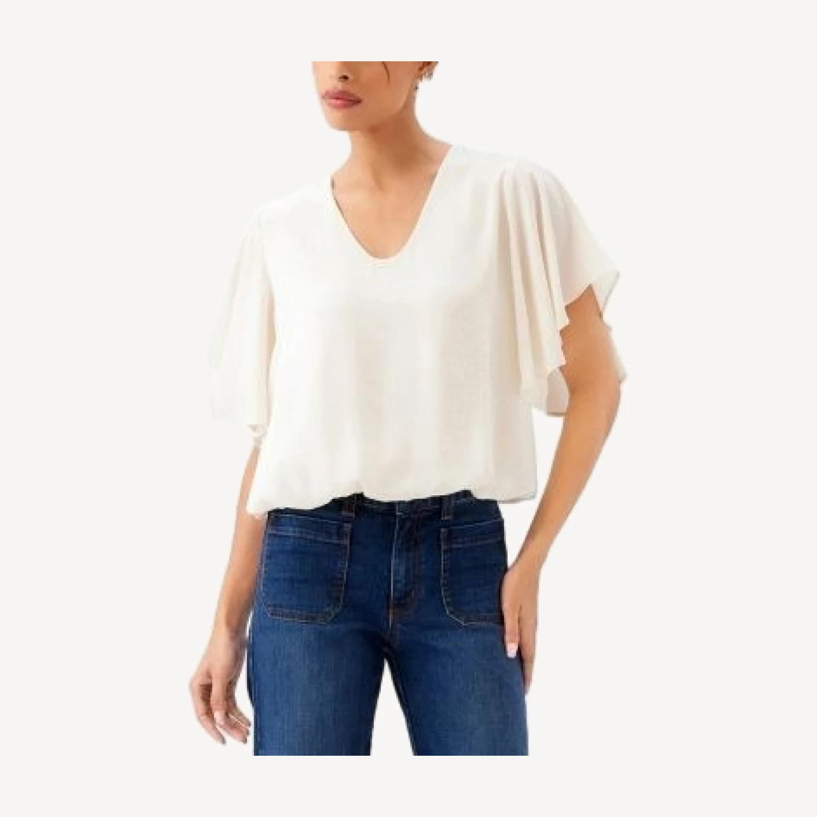 Karen Kane Flutter Sleeve V Neck Top