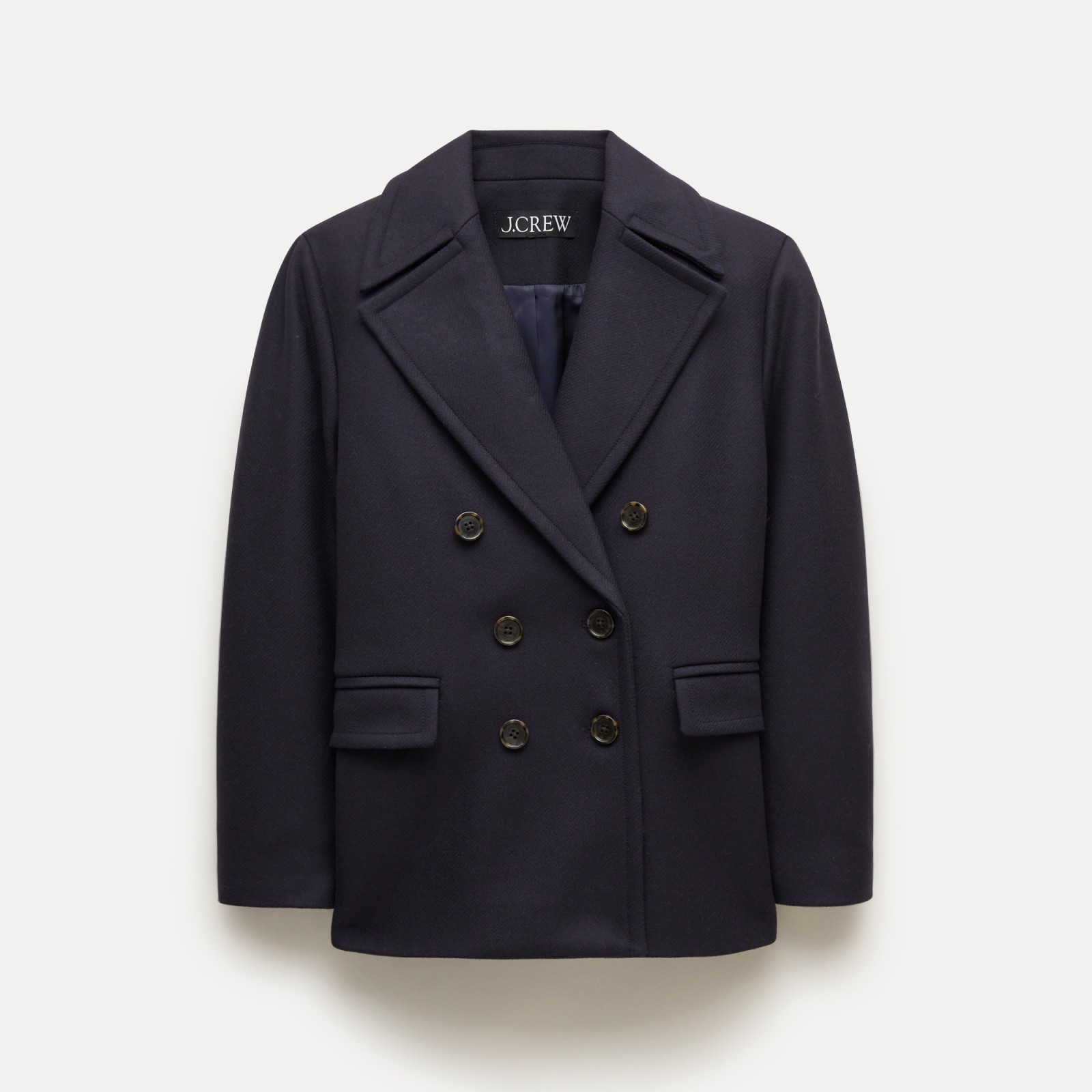 Double-breasted peacoat in wool-blend melton
