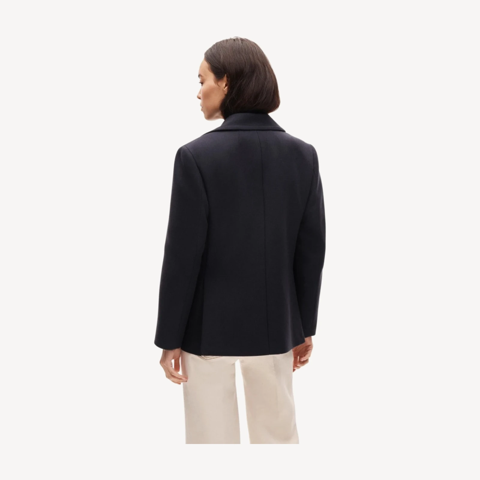 Double-breasted peacoat in wool-blend melton