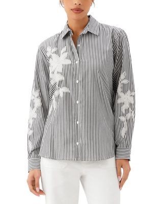 Karen Kane Embroidered Striped Shirt